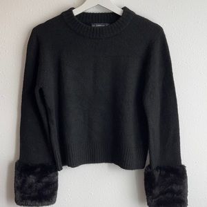 ZARA KNIT SWEATER WITH FAUX FUR CUFF